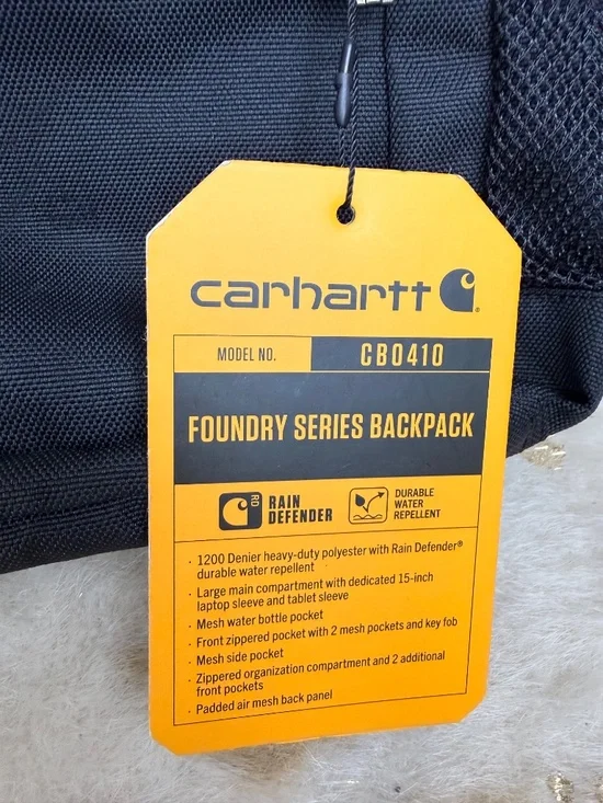 NWT Carhartt Foundry Series Backpack Dark Gray 18x12x6 Rain Defender - Picture 6 of 8